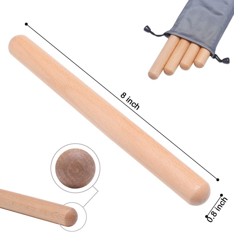 TDOCK 8 Pcs Musical Percussion Instrument Set, includes 4 Pcs 8 Inch Rhythm Sticks Wood Claves and 4 Pcs Wood Egg Shakers - Image 3